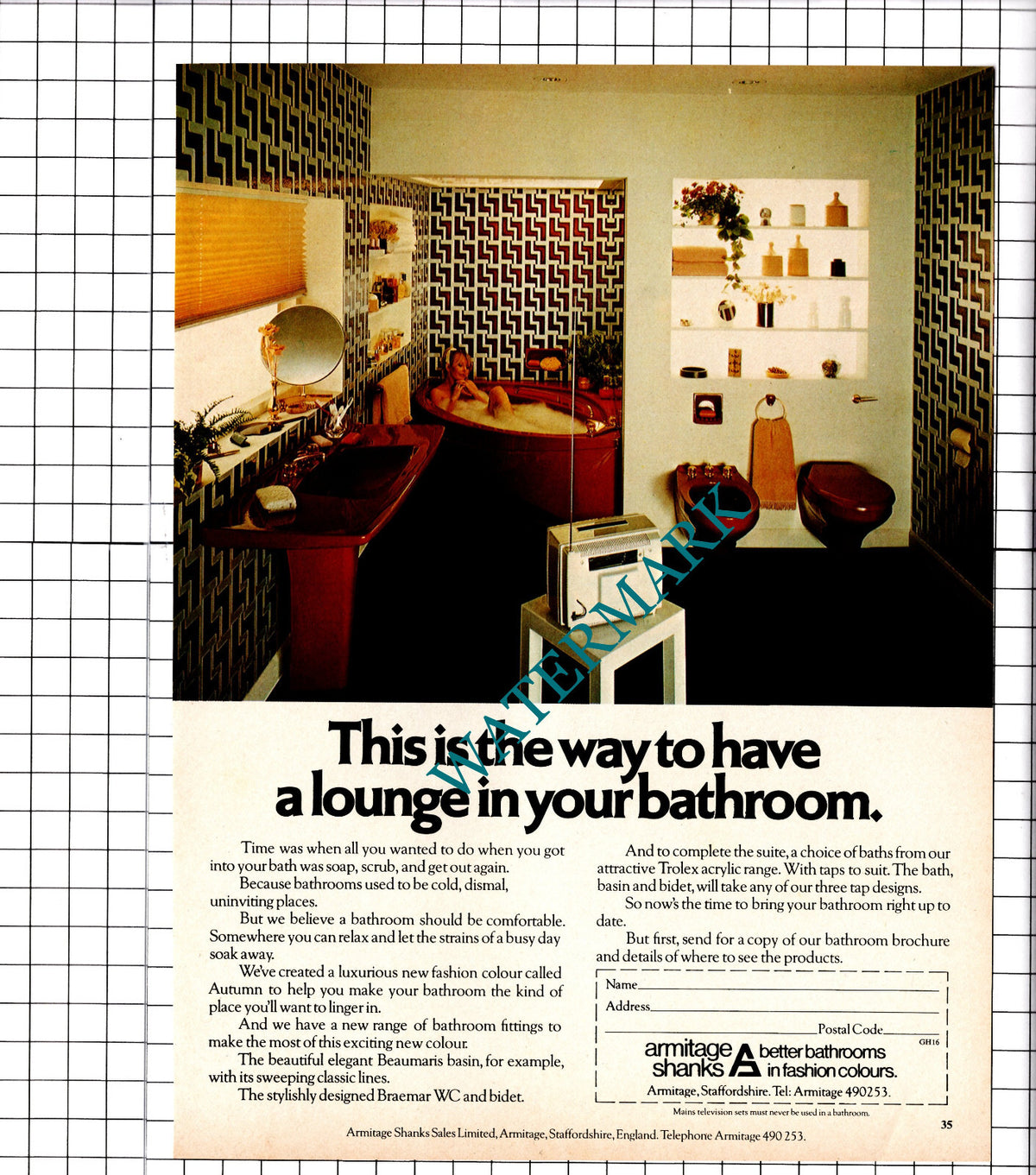 Armitage Shanks Bathroom ADVERT - 1976 Clipping / Print