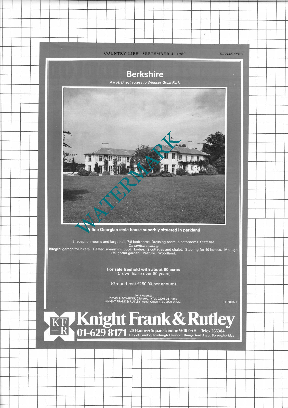 Ascot Berkshire House Sale ADVERT  - 1980 Clipping / Print