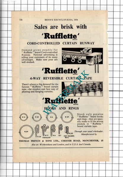 Brookes (Pressings) Ltd Birmingham / Thomas French & Sons Manchester 1954 Advert