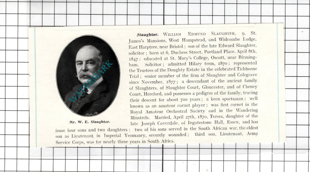 William Edmund Slaughter Widcombe Lodge East Harptree Bristol - c.1905 Clipping