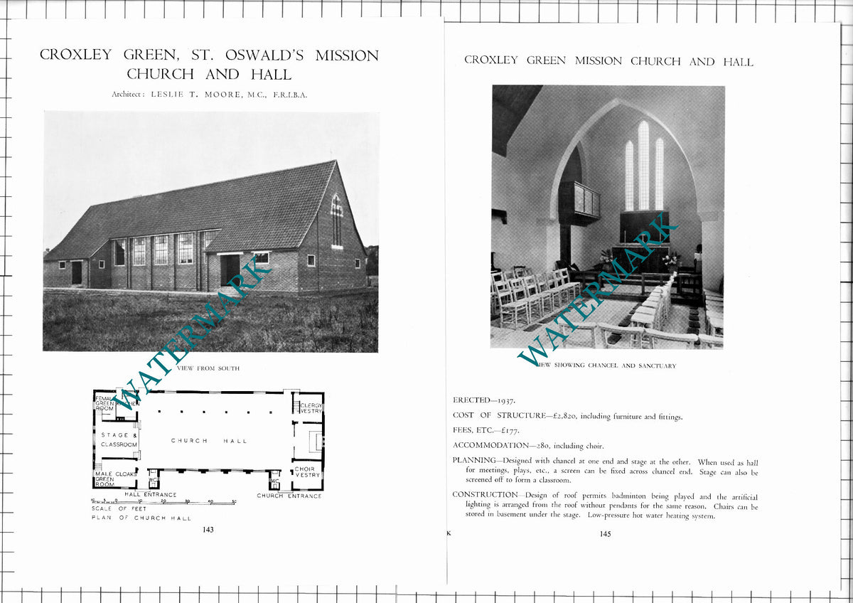 St Oswald's Mission Church Croxley Green Leslie Moore   -c.1947 Article/ Print