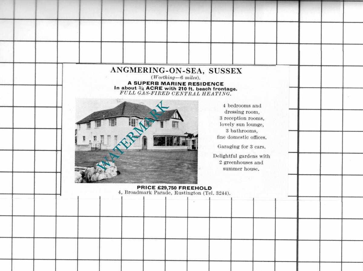 Angmering-on-Sea Sussex SMALL House Sale Advert  - 1967 Clipping