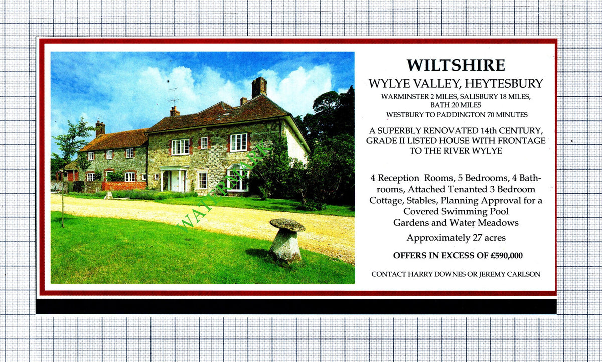 Wylye Valley Heytesbury House Sale Advert - 1991 Cutting