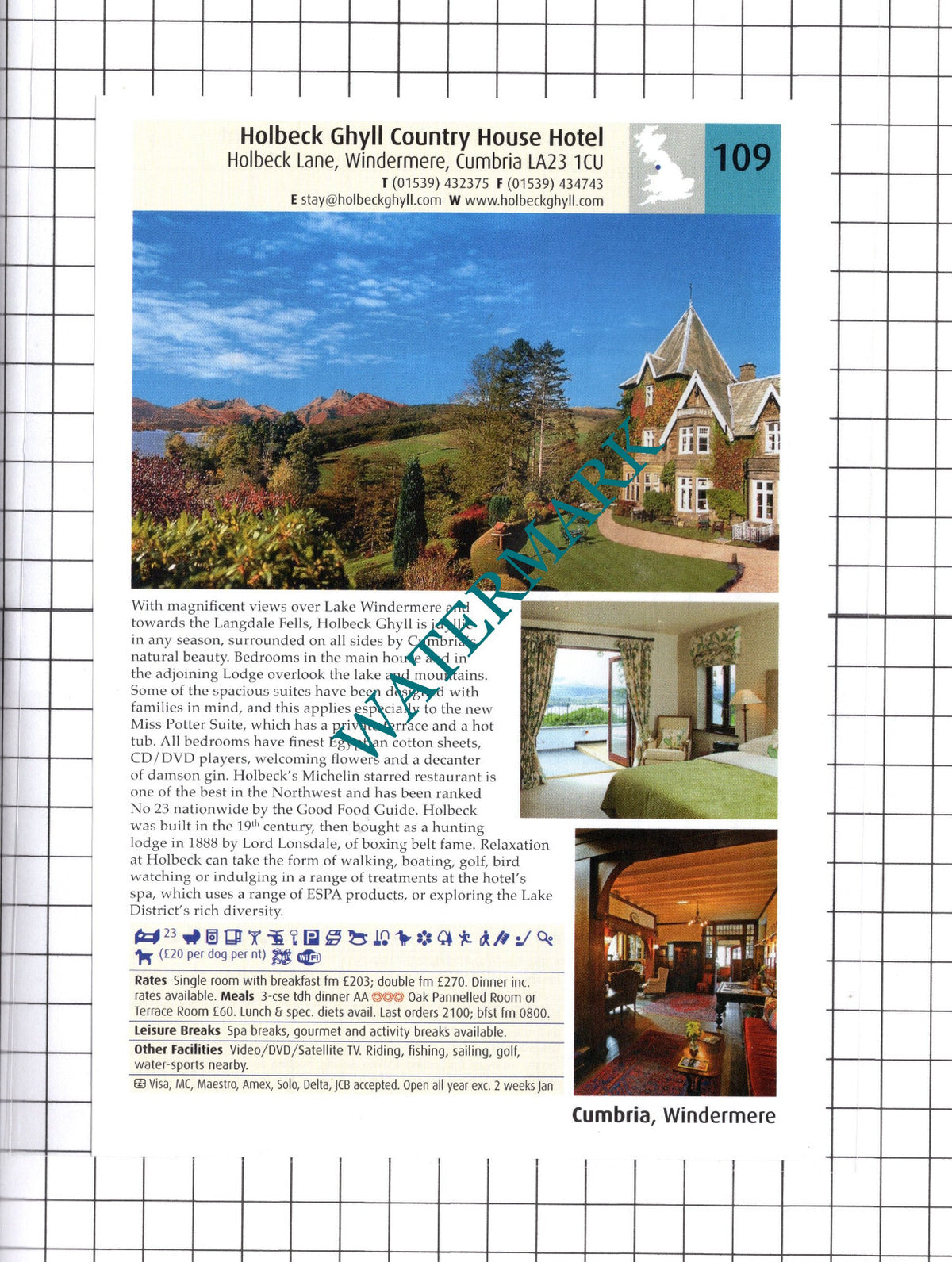Holbeck Ghyll Hotel Windermere / Linthwaite Hotel Windermere  - 2011 Advert