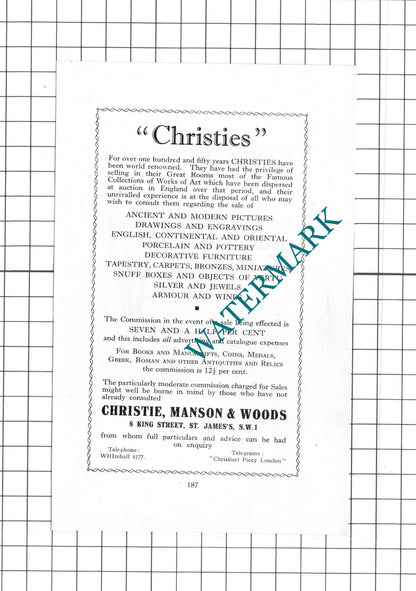 Lawrence & Sons Outfitters Ltd London  Christie Manson & Woods 1939 Small Advert