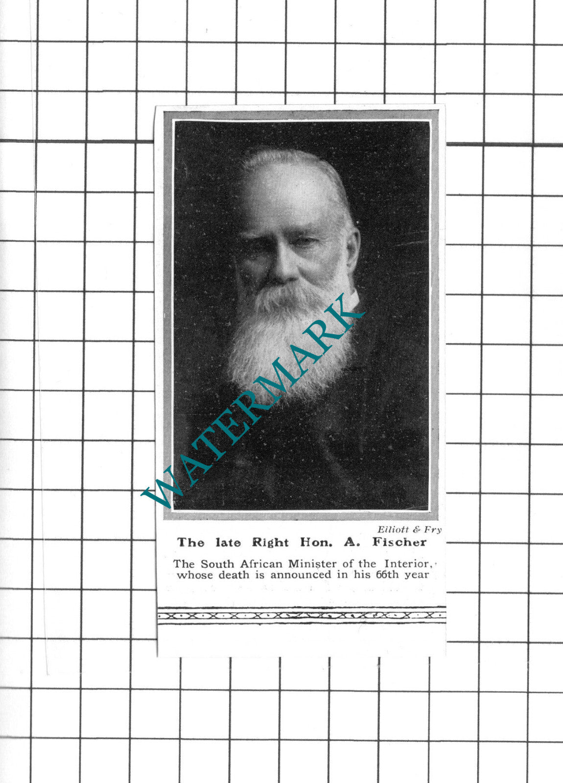 Right Hon A Fischer South African Minister  -  1913 Small News Clipping / Print