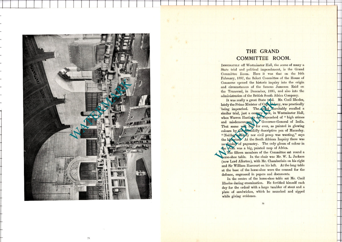 House Of Commons Grand Committee Room Cecil Rhodes - c.1904 Article / Print