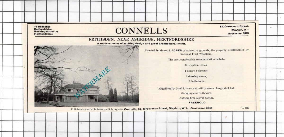 Frithsden Near Ashridge Hertfordshire House Sale Advert - 1967