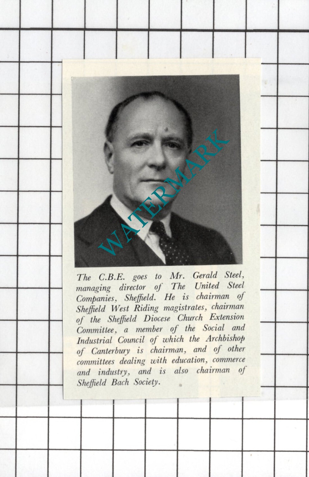 Mr Gerald Steel Sheffield Yorkshire - 1956 SMALL Clipping