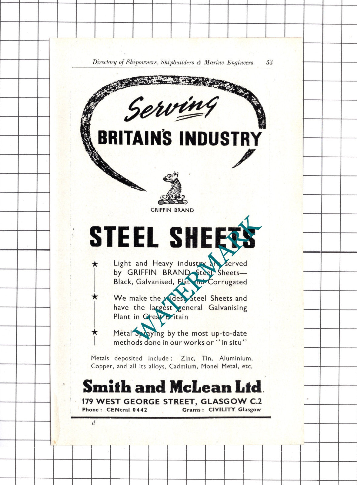 Smith and McLean Ltd Glasgow / T Sugden Ltd Manchester ADVERT - c.1957