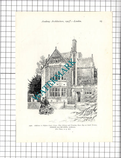 Shipton Court Oxfordshire Perkin and Bulmer Architects - 1903 Cutting / Prints