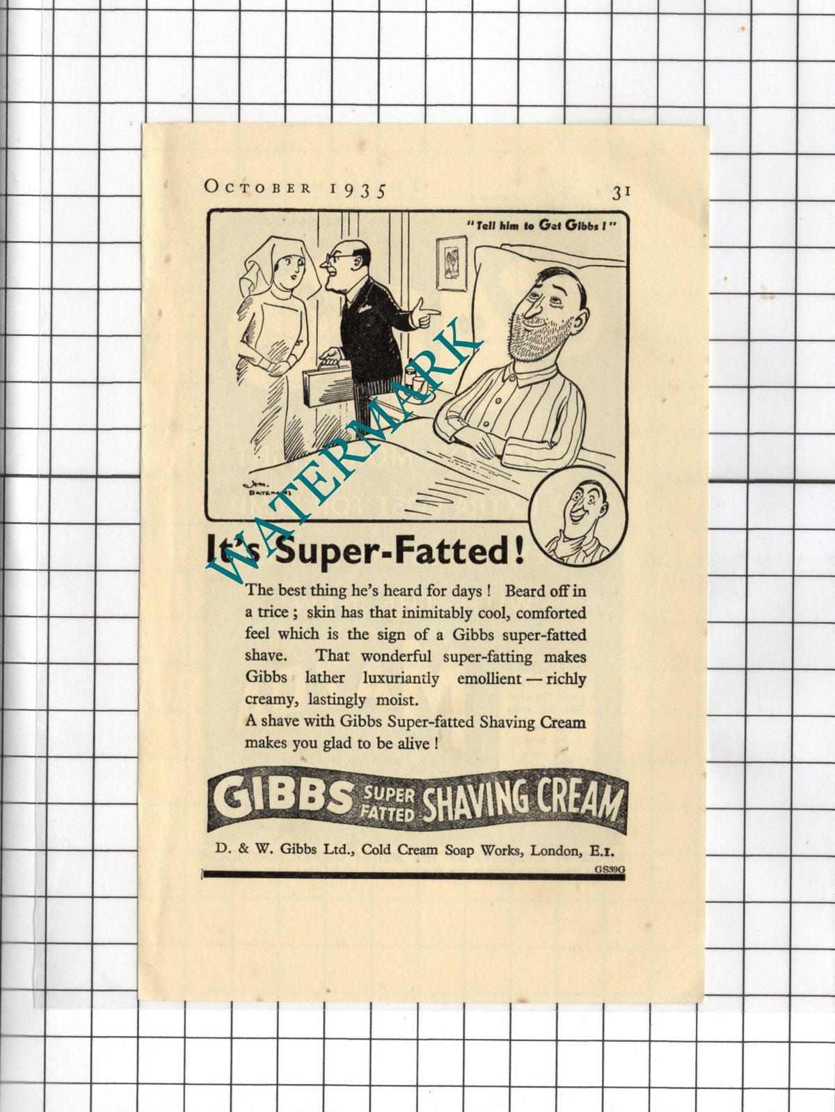 Gibbs Shaving Cream D & W Gibbs Ltd London  / Mazda Lamps - 1935 Small Advert