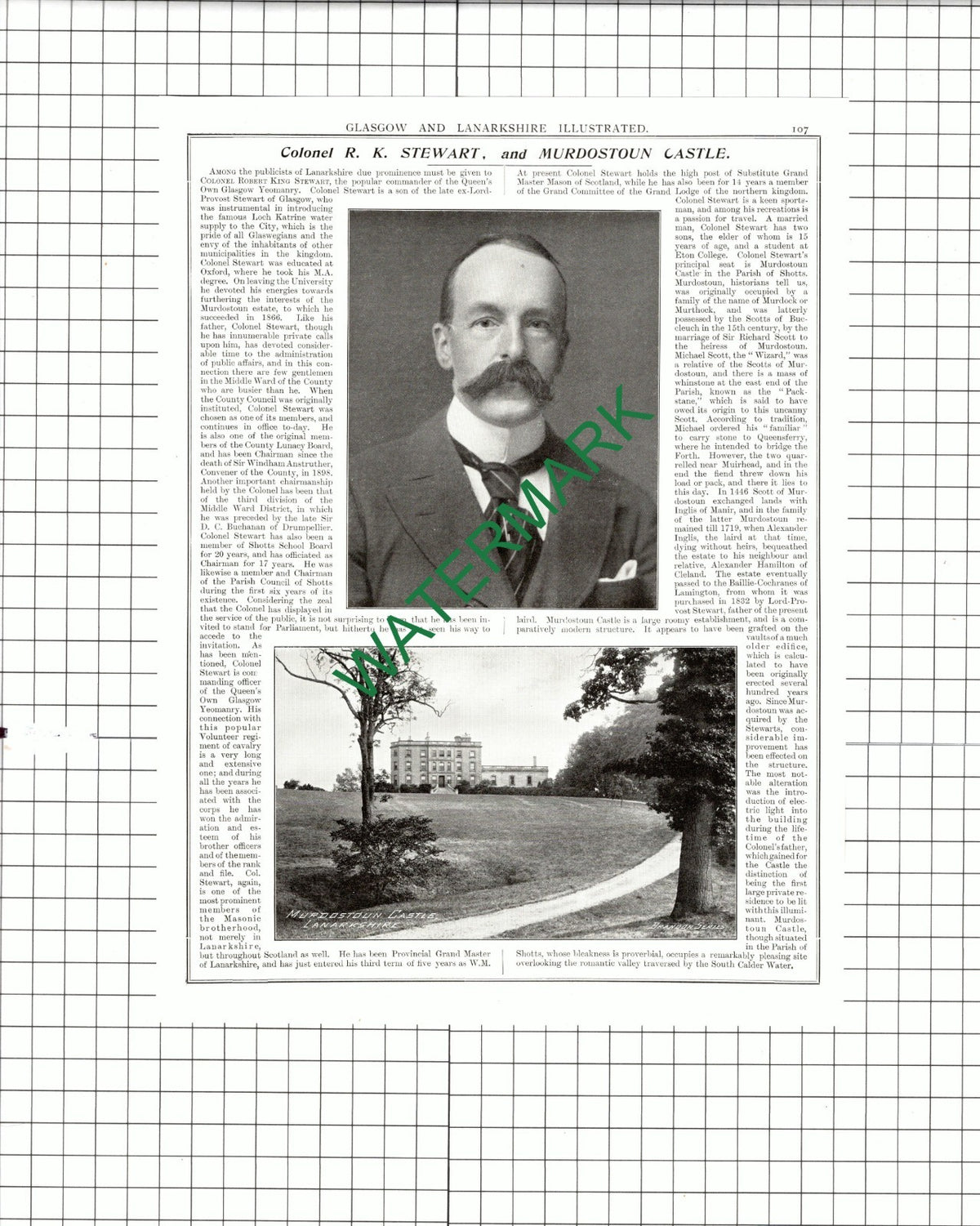 Colonel Robert King Stewart Murdostoun / Rev William Martin Watt  - 1904 Article
