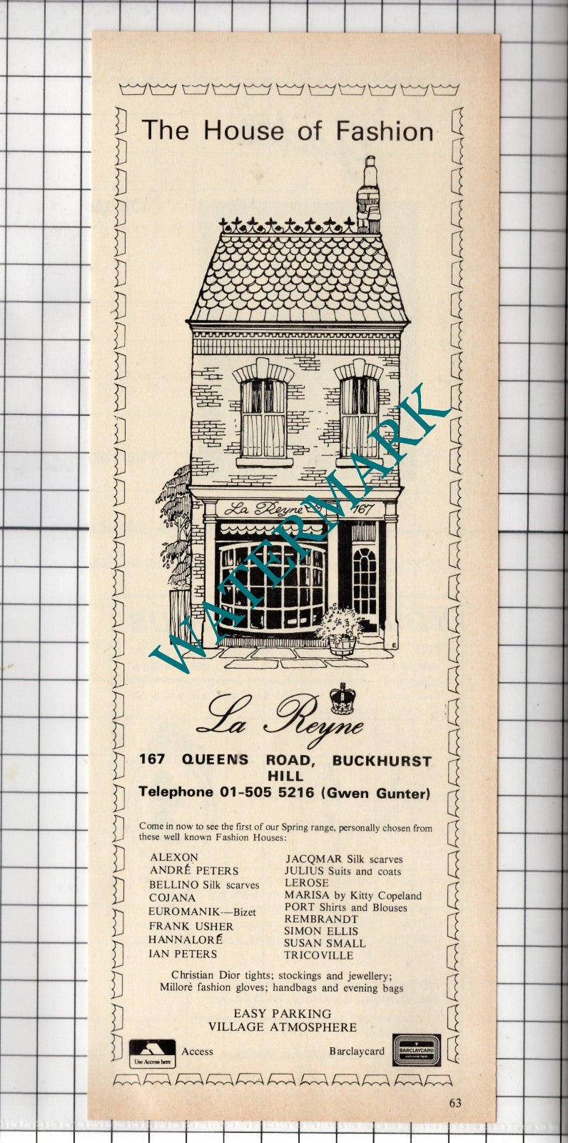 La Reyne 167 Queens Road Buckhurst Hill Essex  - 1975 Advert