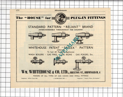 Senior Economisers Ltd London / William Whitehouse & Co Birmingham-  1951 Advert