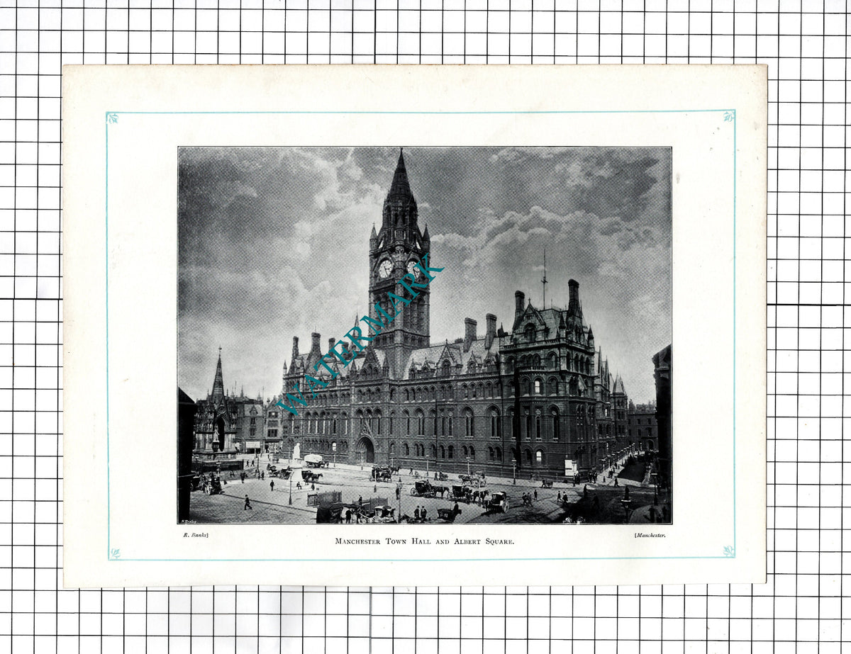 Manchester Town Hall and Albert Square - c.1900 Print