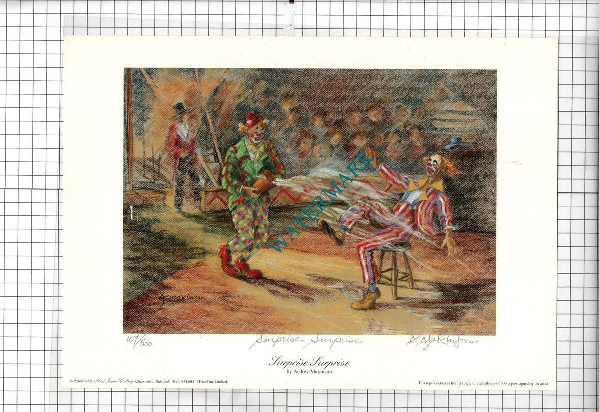 CLOWN PRINT by Audrey Makinson Clowns Circus  -  "Surprise Surprise"