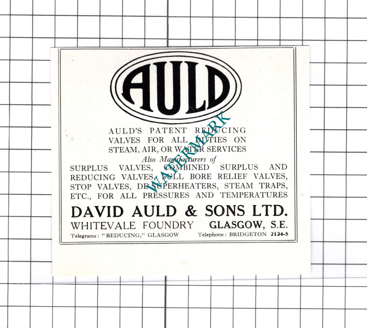 Smail Sons & Co Ltd Glasgow / David Auld & Sons Glasgow - c.1957 Small Advert