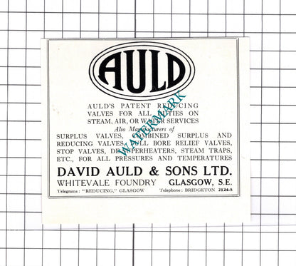 Smail Sons & Co Ltd Glasgow / David Auld & Sons Glasgow - c.1957 Small Advert