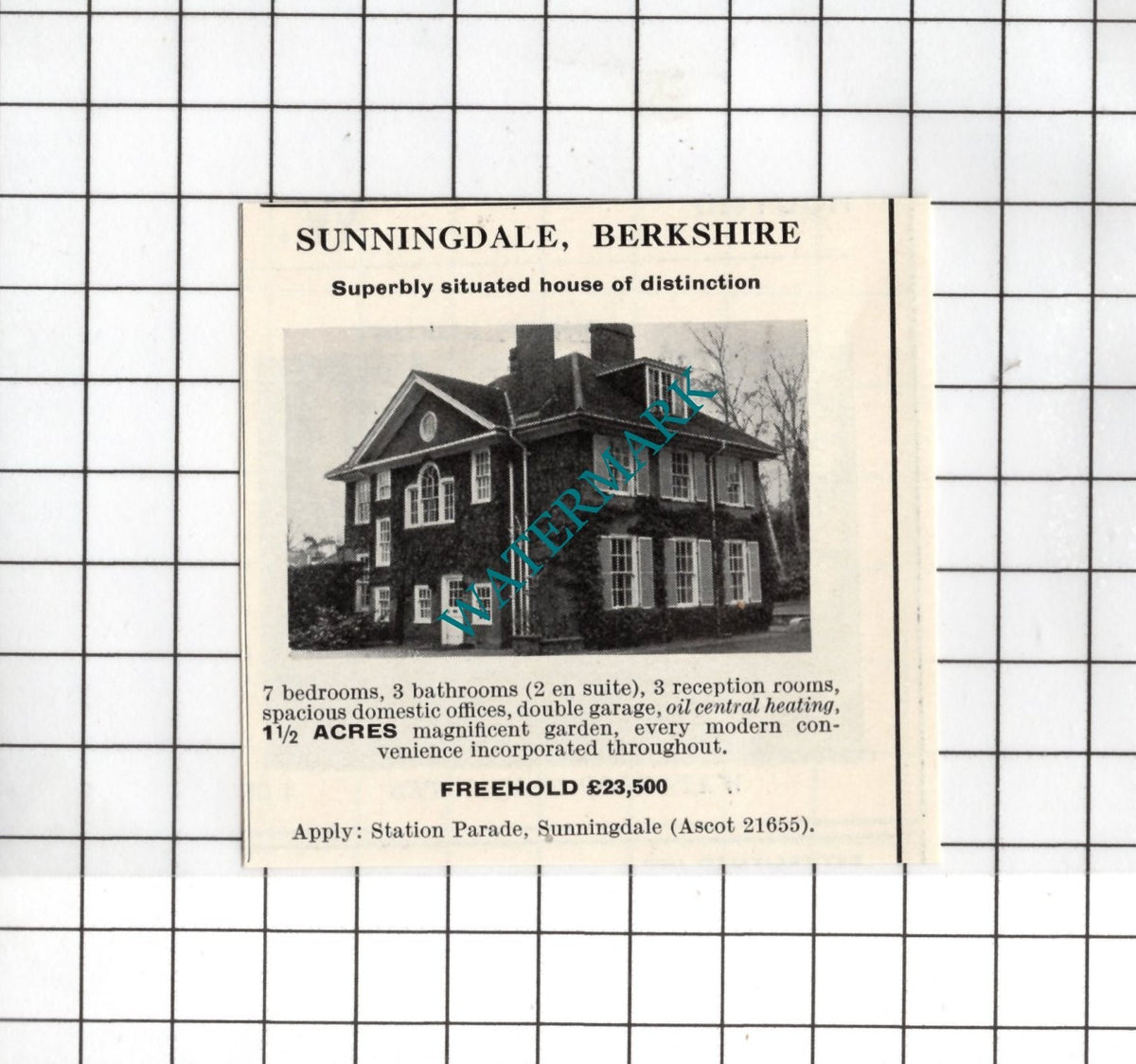 Sunningdale Berkshire  Small House Sale Advert - 1967