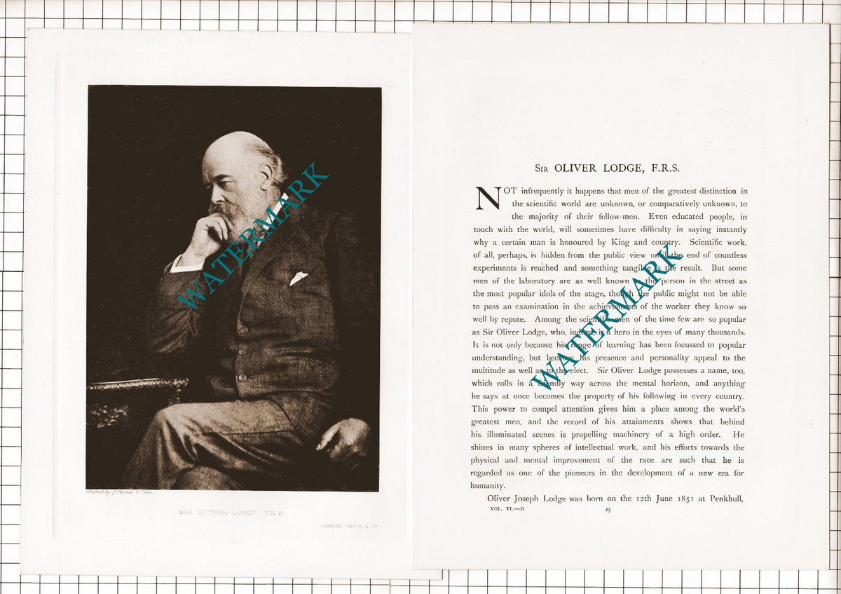 Sir Oliver Lodge Oliver Joseph Lodge -   1920's Article/ Print