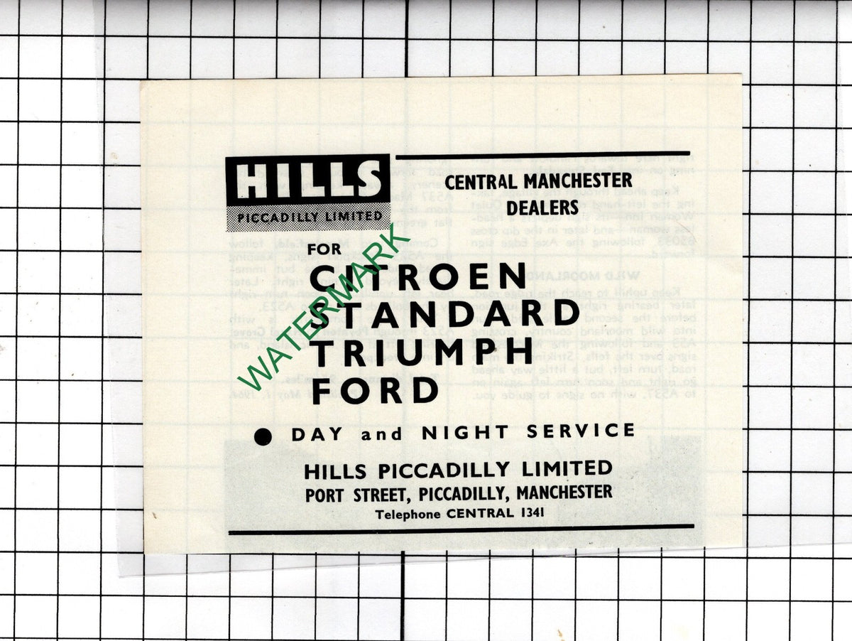 Hills Piccadilly Ltd Manchester  - 1965 Small Advert