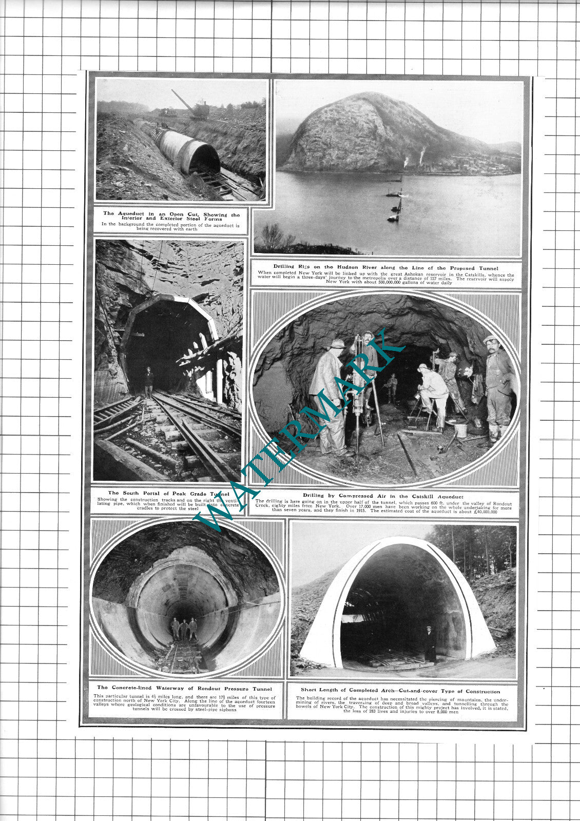 New York Aqueduct Ashokan Catskills  Rondout Tunnel - 1914 News Page / Print