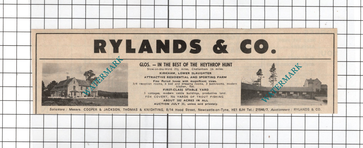 Kirkham Lower Slaughter House Sale Advert - 1969 Small Cutting