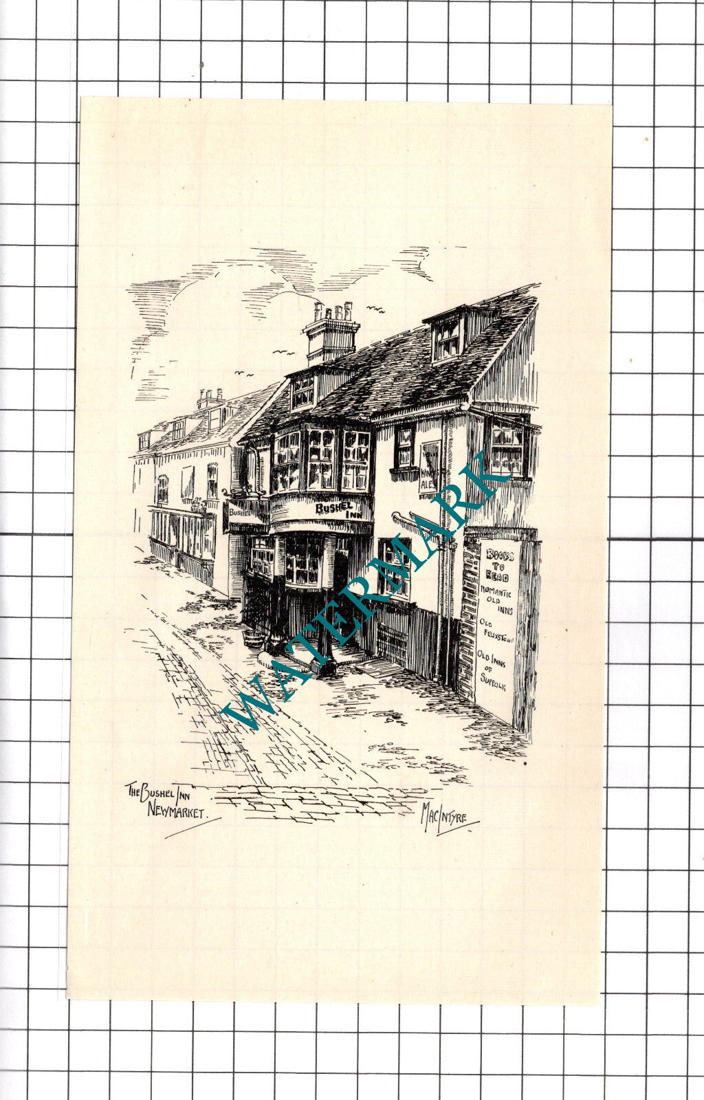 The Bushel Inn Newmarket Suffolk - 1940's Book Print