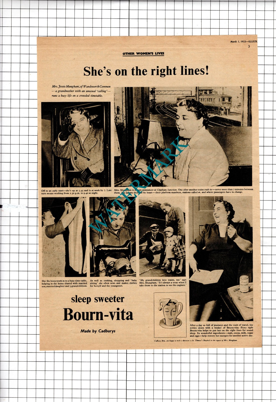 Mrs Jessie Mungham Wandsworth Common Clapham Junction Bournvita Advert - 1952