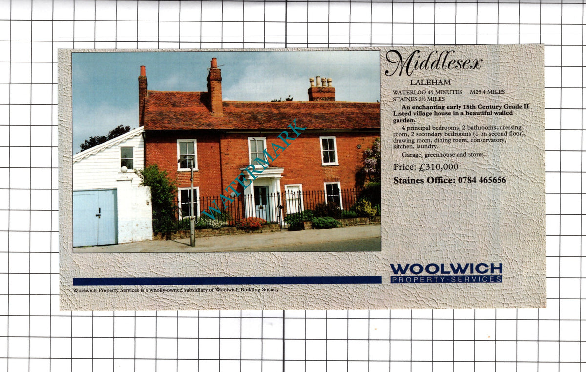 Laleham Middlesex House Sale Advert - 1991 Clipping