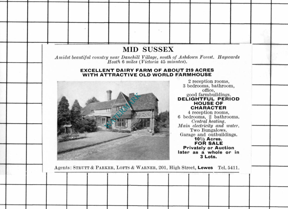 Danehill Village Sussex Dairy Farm SMALL House Sale Advert  - 1967 Clipping