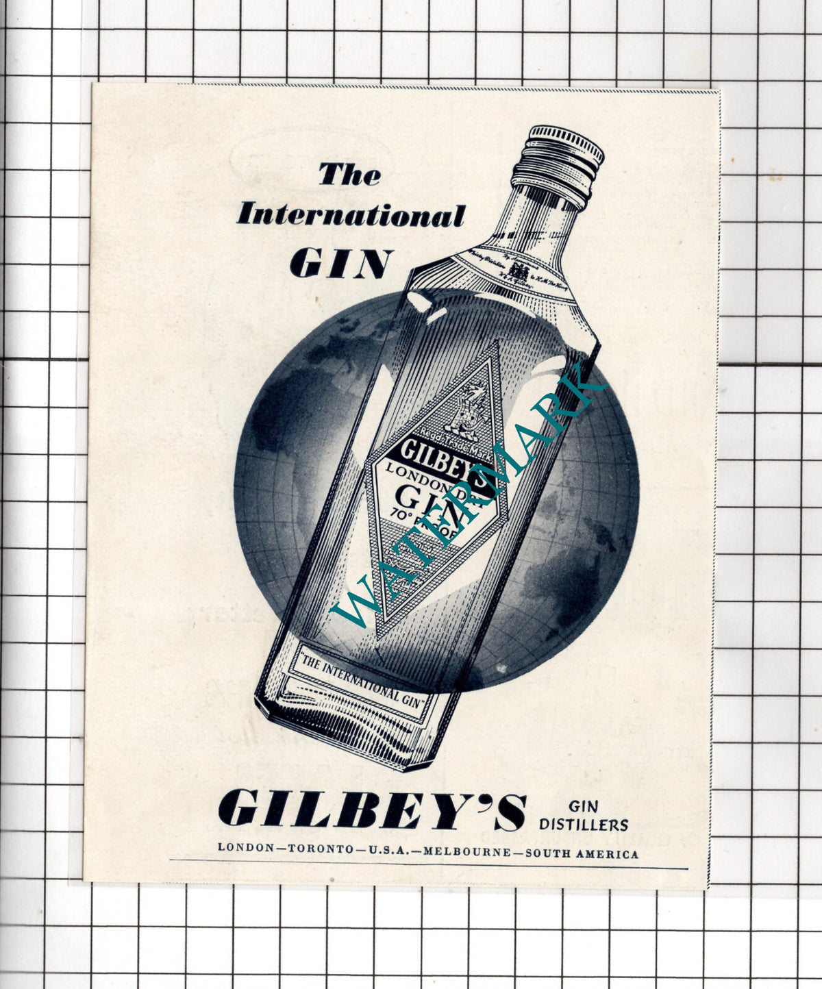 Gilbey's Gin  Small Advert  - 1950 Cutting