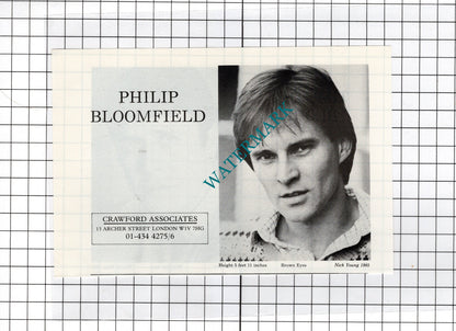 Philip Bloomfield Actor /  Timothy Block - 1986 Clipping / Print