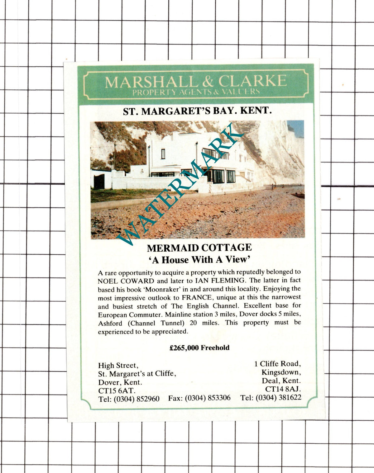 Mermaid Cottage St Margaret's Bay Kent House Sale Advert - 1991 Clipping / Print