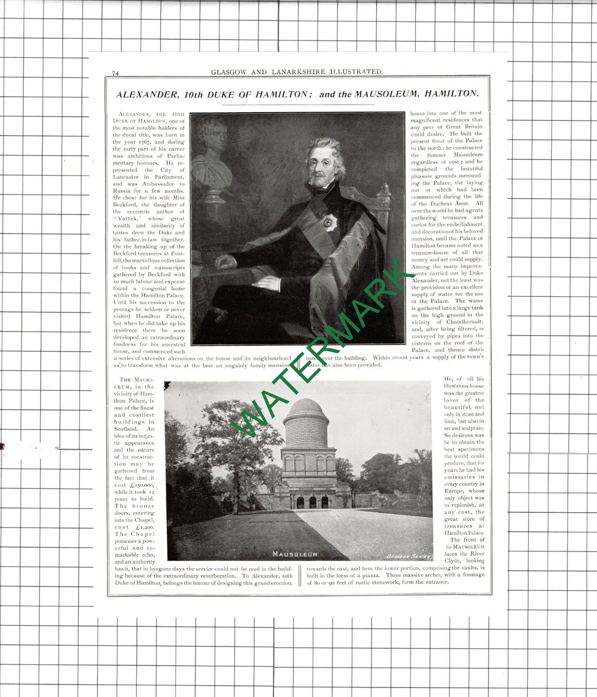 Alexander 10th Duke Of Hamilton / Marquis of Douglas Dungavel Lodge 1904 Article