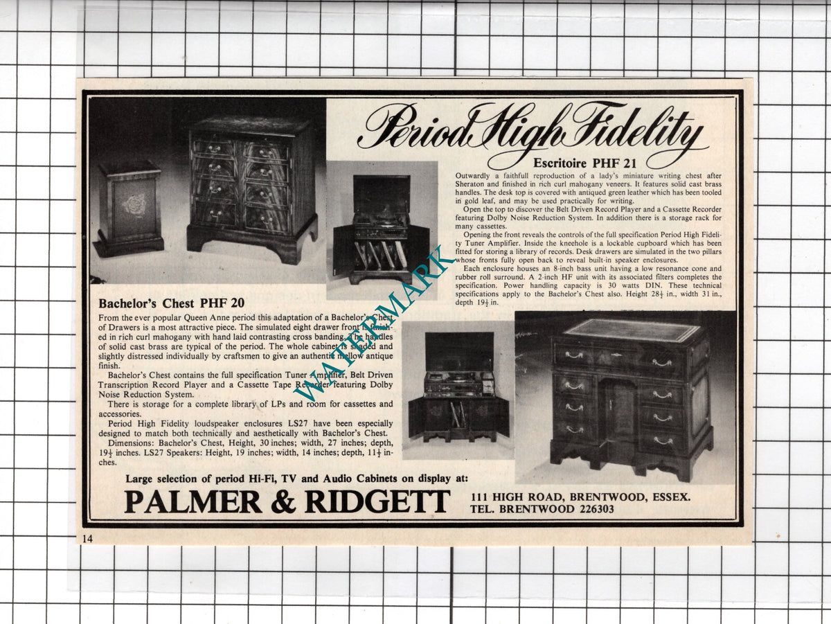 Palmer & Ridgett Brentwood Essex  - 1978 Advert