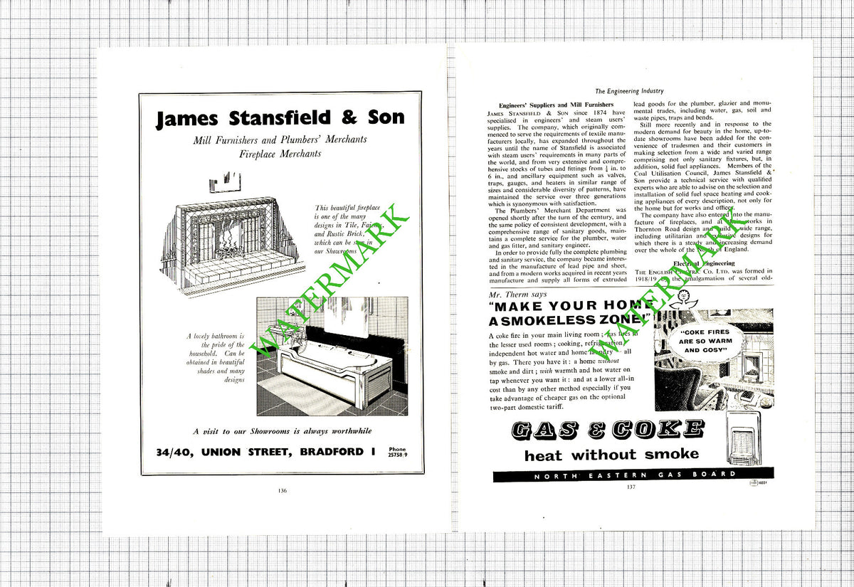 James Stansfield & Son Bradford Yorkshire - 1957 2-Part Cutting