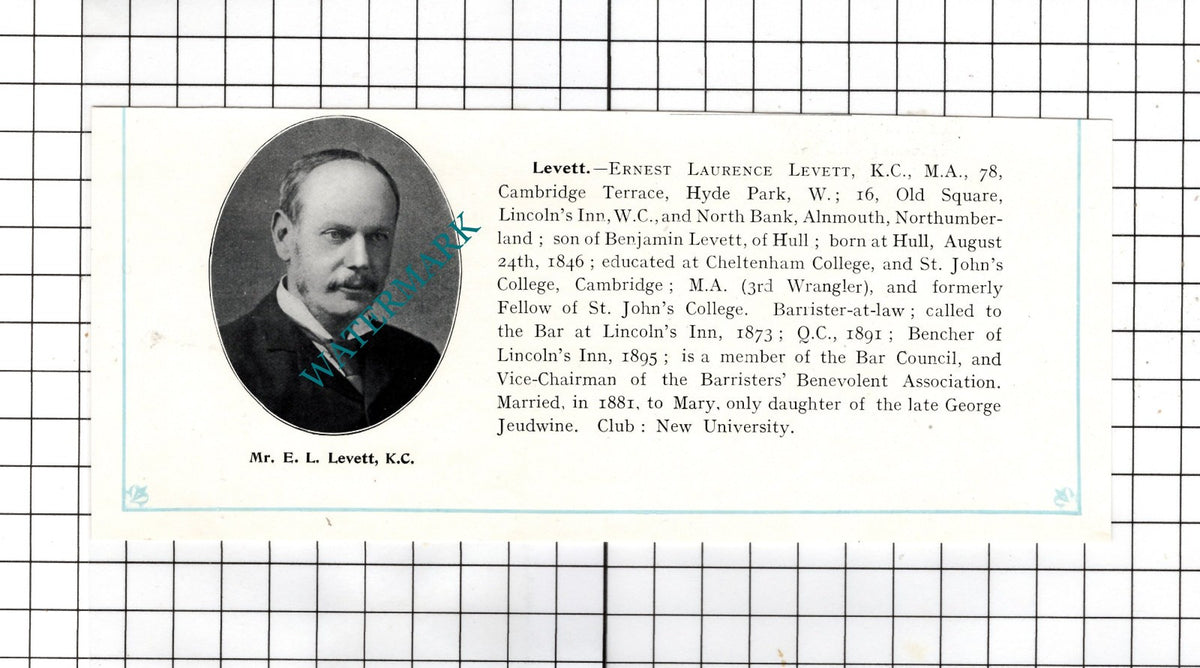Ernest Laurence Levett North Bank Alnmouth Northumberland -  c.1905 Clipping