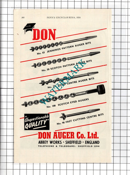 Don Auger Co Ltd Sheffield / F M Parkin Sheffield Ltd Steel  - 1954 Advert