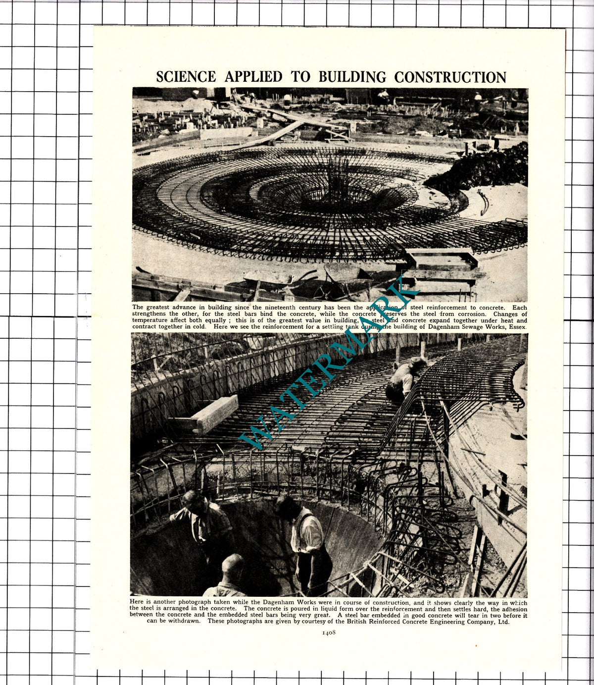 Dagenham Sewage Works Essex British Reinforced Concrete c.1950s Clipping / Print