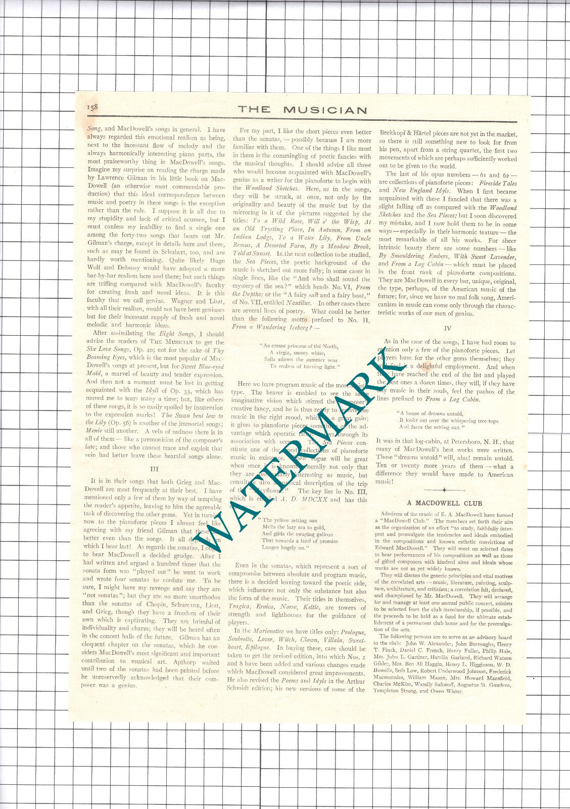 Edward MacDowell Henry T Finck  - 1906 Article