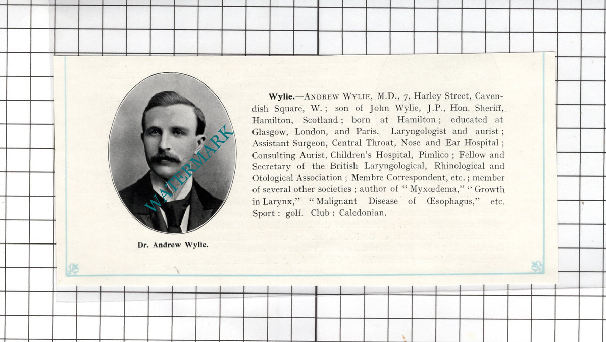 Dr Andrew Wylie Hamilton Scotland  -   c.1910 Cutting