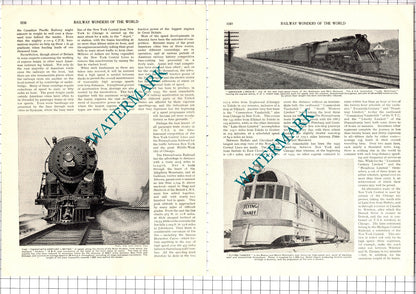 Speed Trains Of North America  Pennsylvania Railroad   - 1930's Article / Print