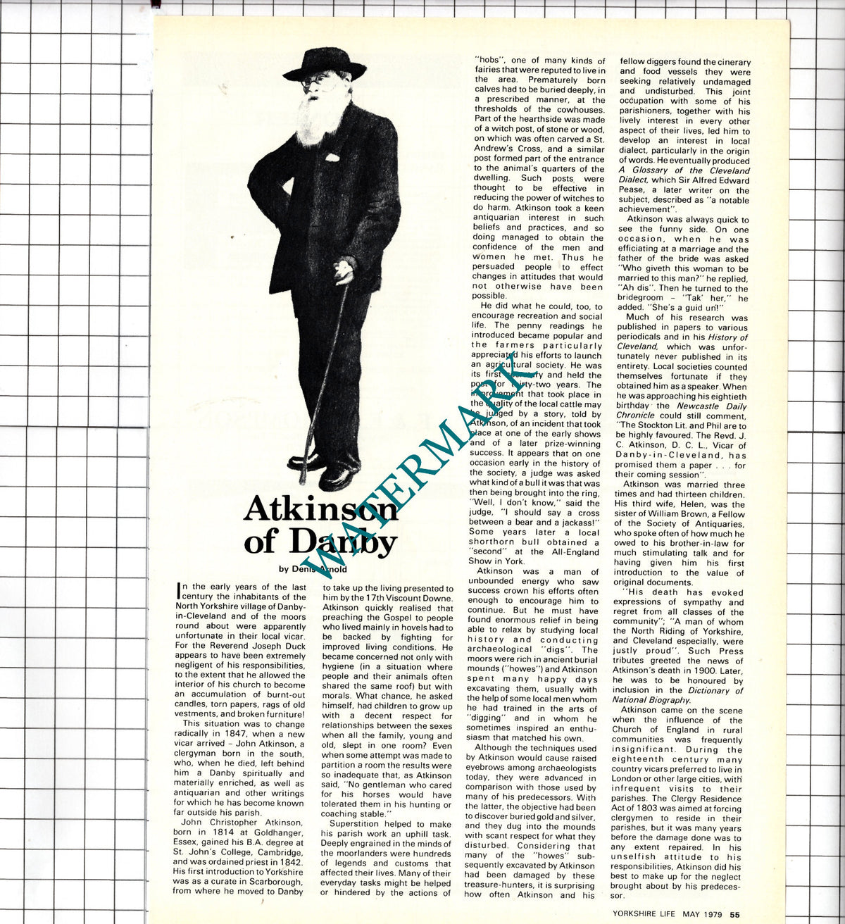 Rev John  Christopher Atkinson Danby North Yorkshire Vicar   - 1979 Article