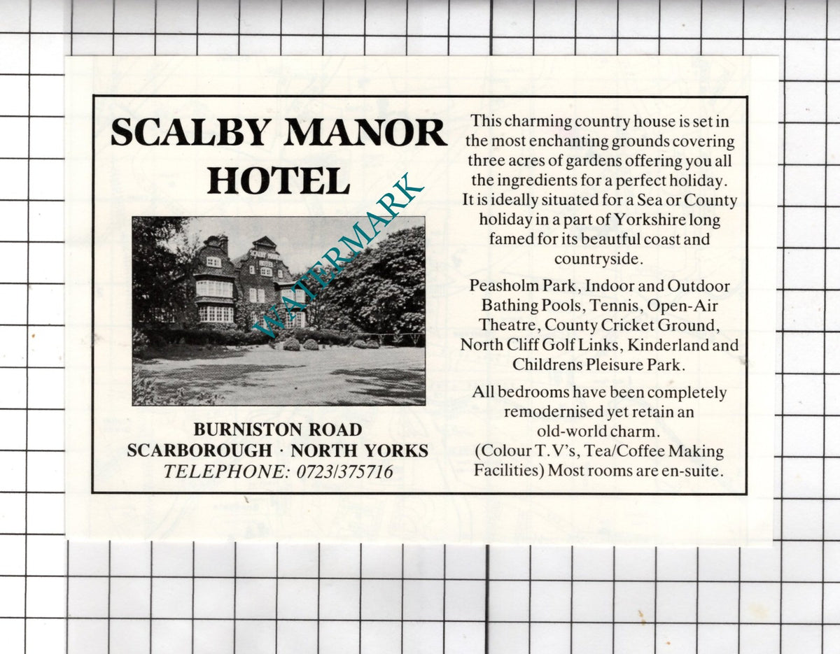 Scalby Manor Hotel Scarborough North Yorkshire  - c.1980  Advert