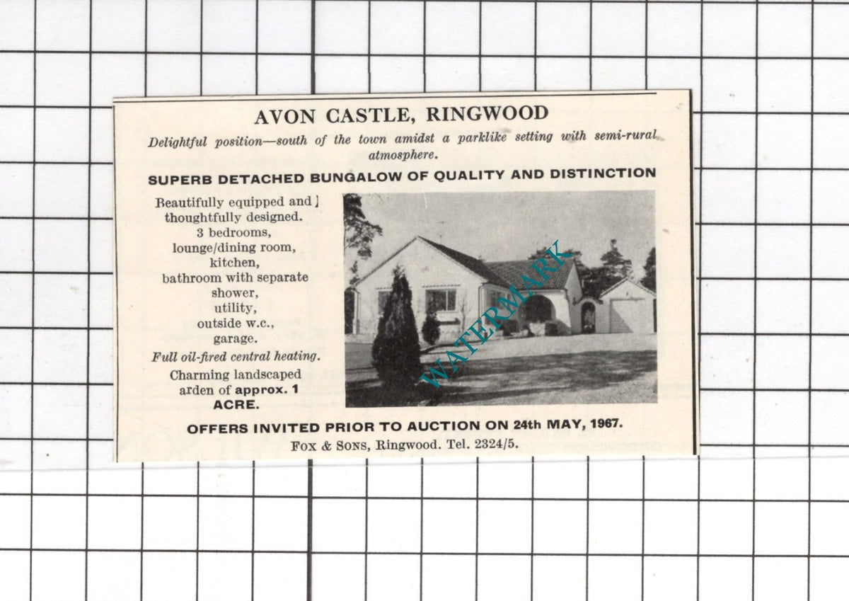 Avon Castle Ringwood Hampshire - 1967 SMALL House Advert