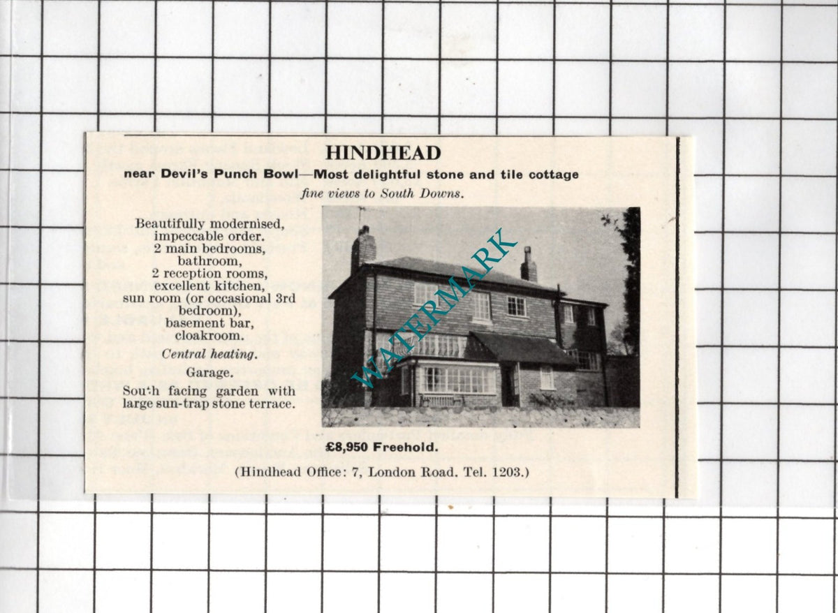 Hindhead Surrey  - 1967 Small House Sale Advert