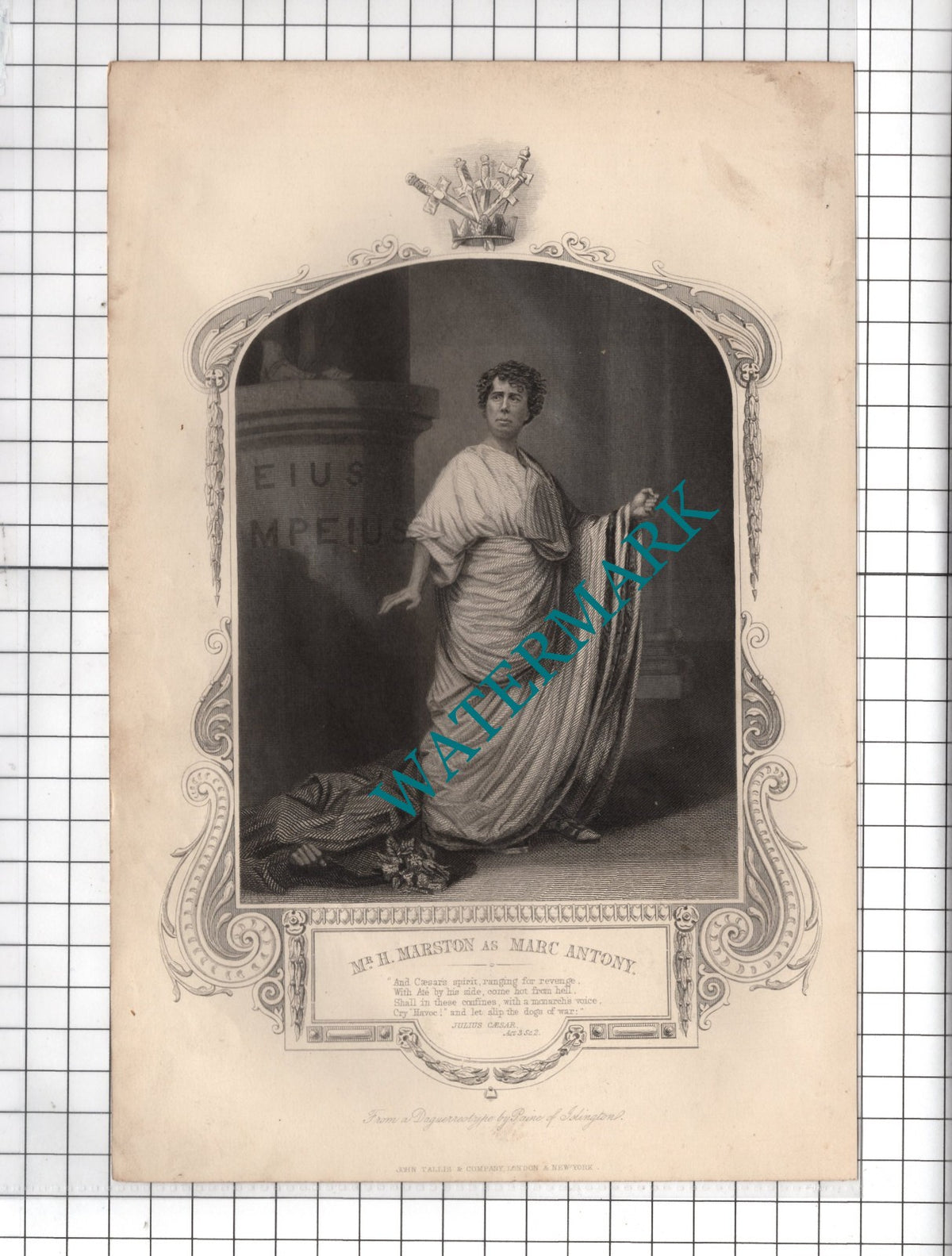 Mr H Marston Actor Marc Antony Act 3 William Shakespeare Print - c.1880