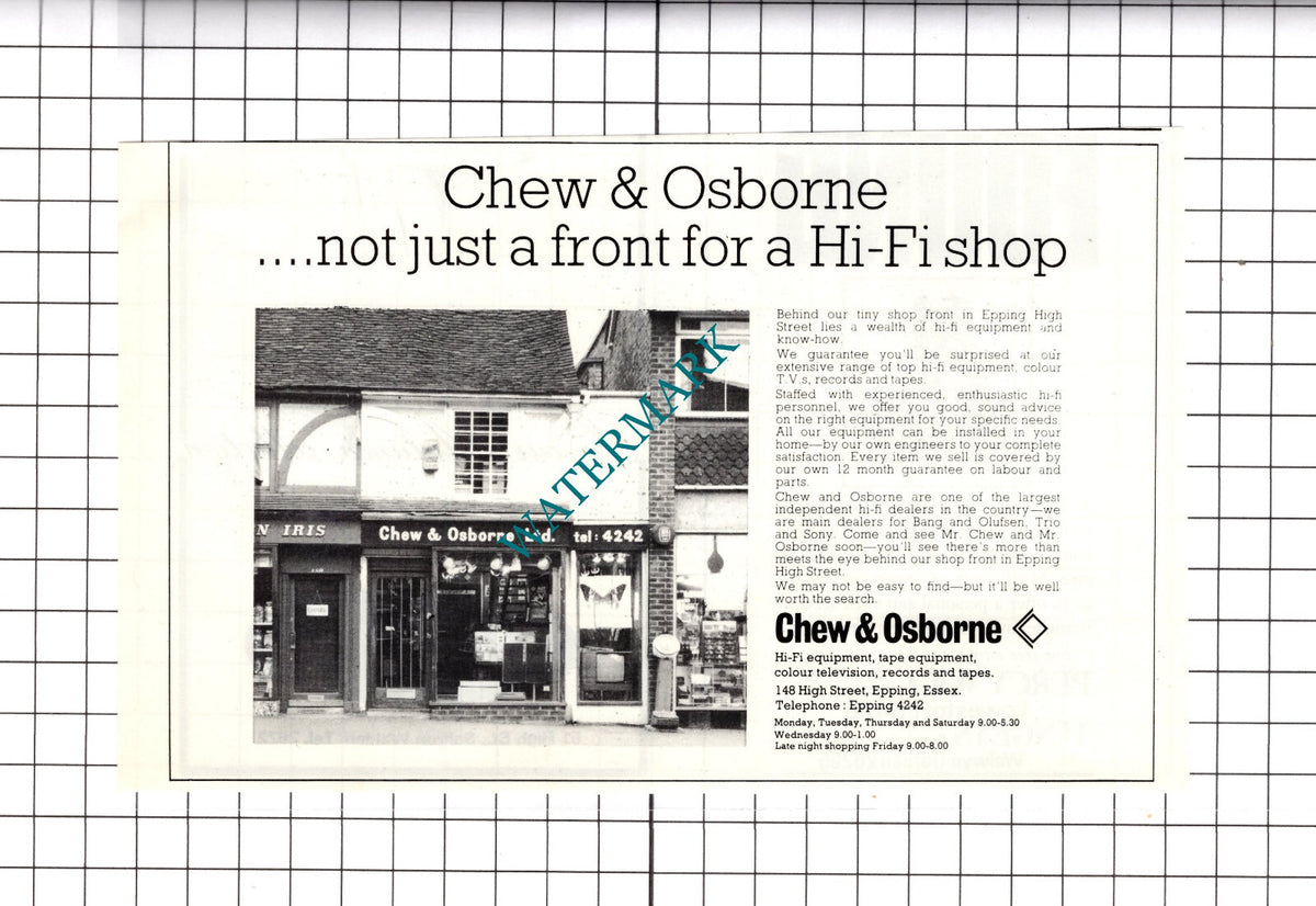 Chew & Osborne Epping Essex  Advert - 1973 Clipping / Print